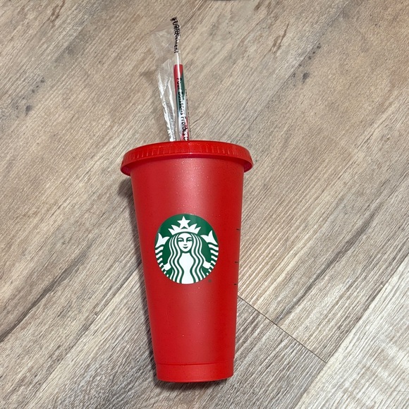 Starbucks Other - ✨ Starbucks Red glitter Tumbler with Straw